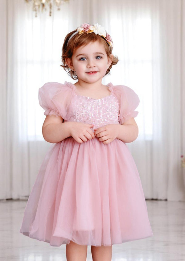 baby toddler pink sequin birthday party dress 