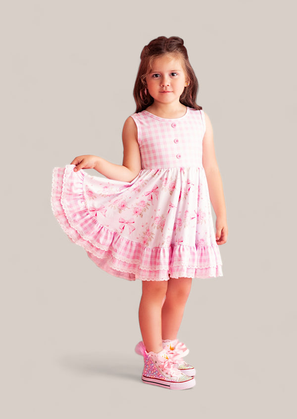 girls pink twirl dress