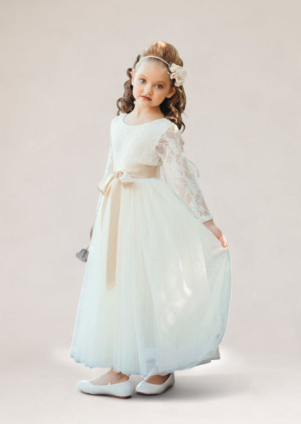 Modern Ivory Flower Girl Dress in Ivory