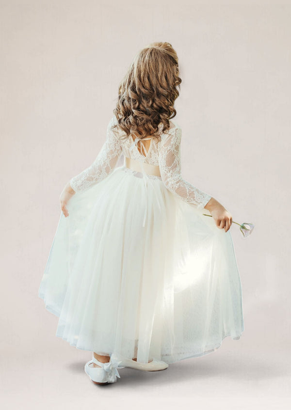 Scoop back 
Ivory Flower Girl Dresses for Toddlers