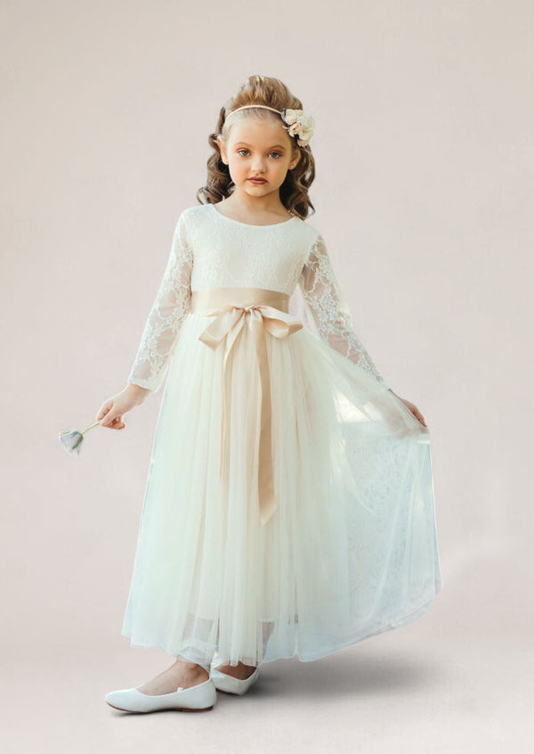 Solid Ivory Flower Girl Dresses for Toddlers