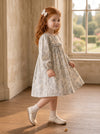 Daisy Belle Girls Print Dress in Blue | Toddler Fall Dresses