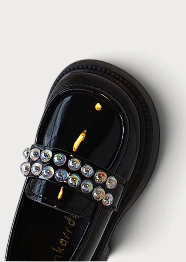 Little Girls Dazzle Me Loafers in Black| Girls Flats