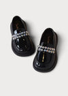 Little Girls Dazzle Me Loafers in Black| Girls Flats