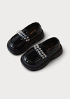 Little Girls Dazzle Me Loafers in Black| Girls Flats