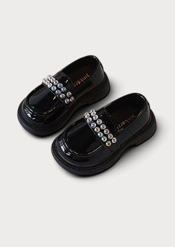 Little Girls Dazzle Me Loafers in Black| Girls Flats