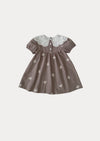 Dew Petal Textured Embroidered Gray Dress