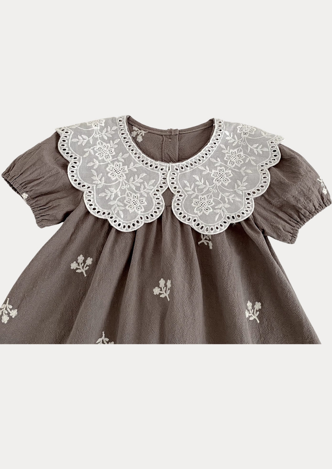 Dew Petal Textured Embroidered Gray Dress