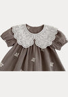 Dew Petal Textured Embroidered Gray Dress