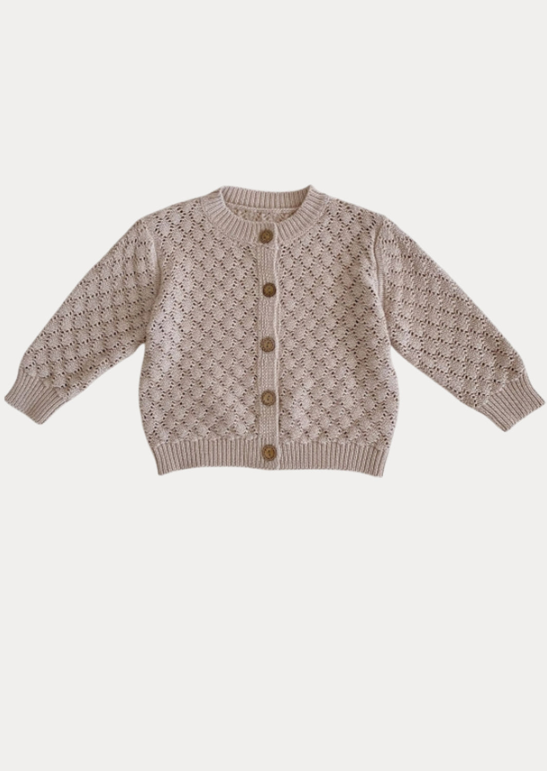 Open Diamond Weave Cardigan in Tan