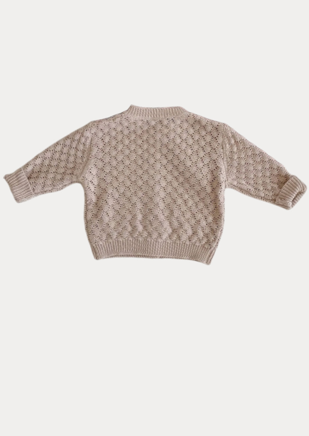 Open Diamond Weave Cardigan in Tan