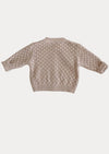 Open Diamond Weave Cardigan in Tan
