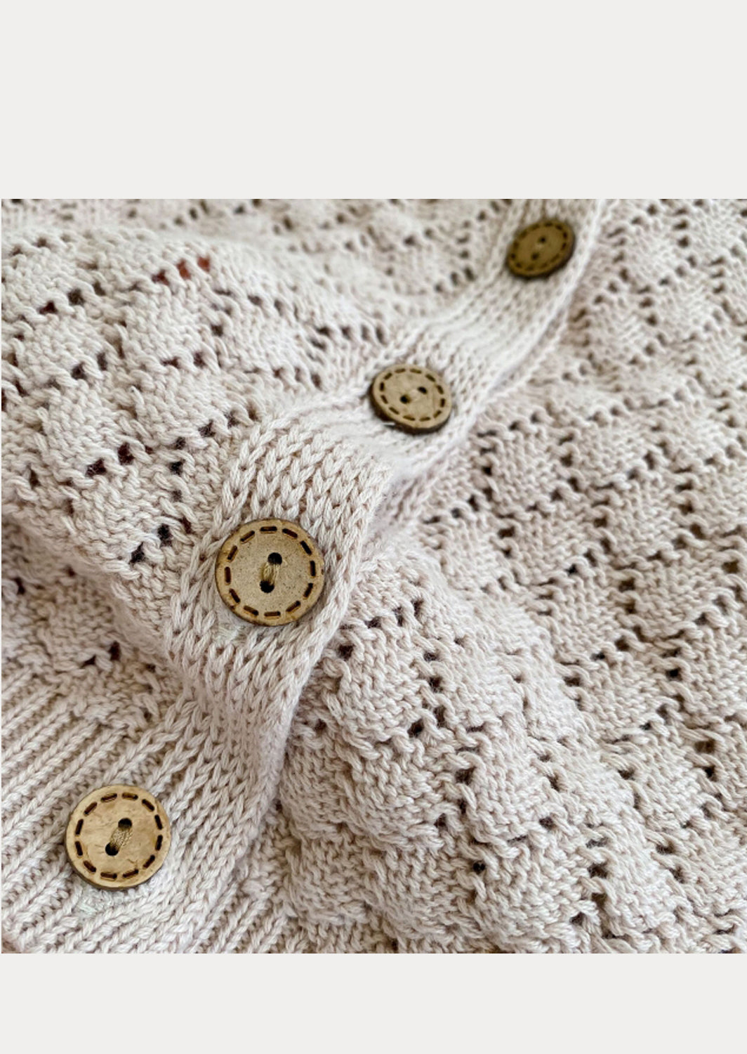 Open Diamond Weave Cardigan in Tan