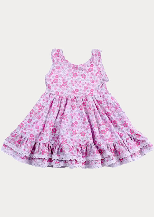 Girls pink mini print dress