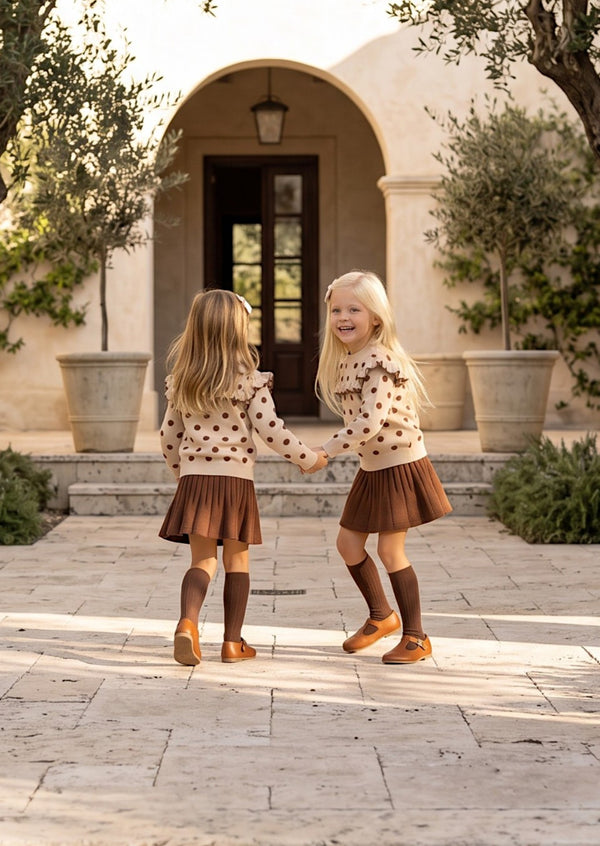Wendy Sweater & Skirt Set in Brown for Girls