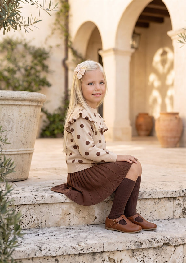 Wendy Sweater & Skirt Set in Brown for Girls