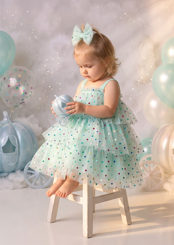 Blue Confetti Dot Cake Smash Tutu Dress