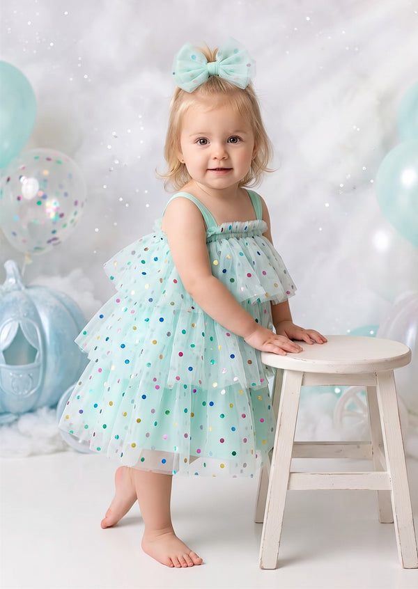 Blue Confetti Dot Cake Smash Tutu Dress