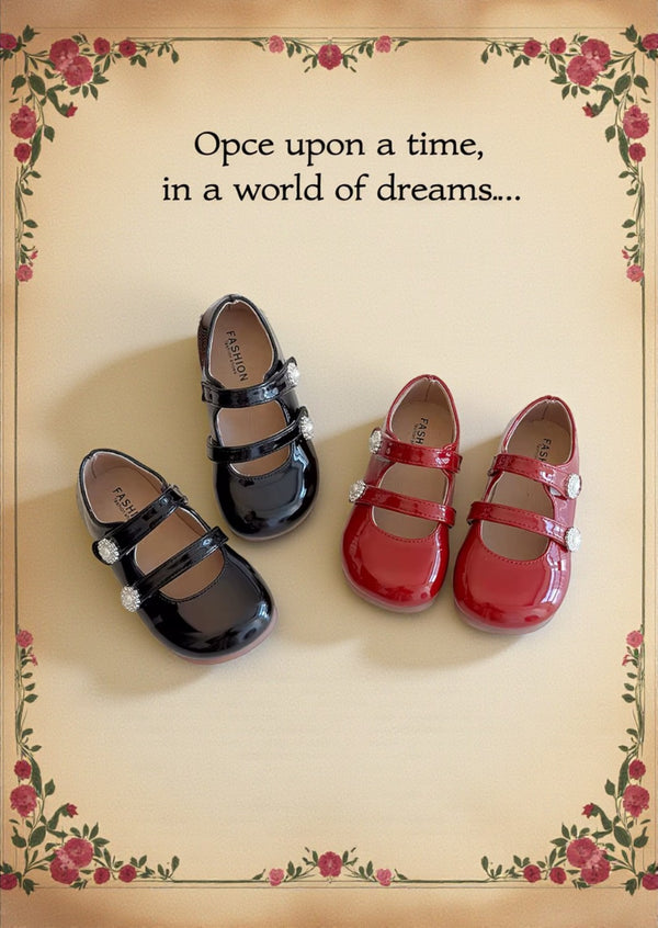 Minuet Double Strap Flats in Black