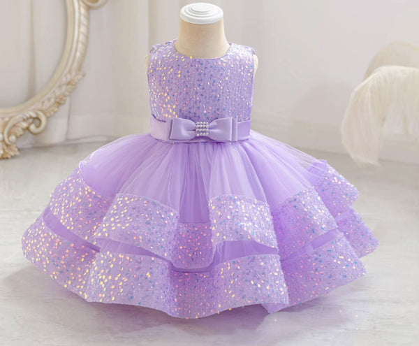 Little Miss Sparkles Sequin Party Dress in Lavender