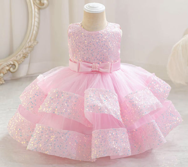 Little Miss Sparkles Sequin Party Dress in Pink