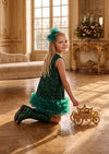 Girls Sequin Dress in Christmas Green | Girls Christmas Dresses