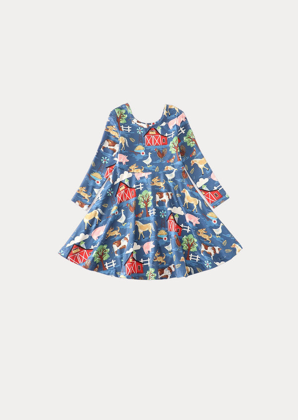 Blue Farm Animals Dress
