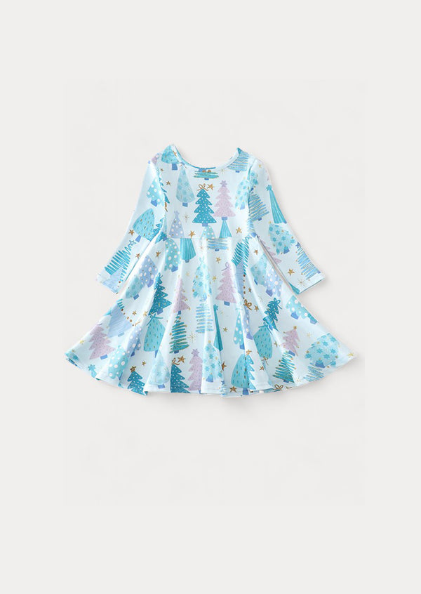 Christmas Dress Blue Christmas Trees Dress