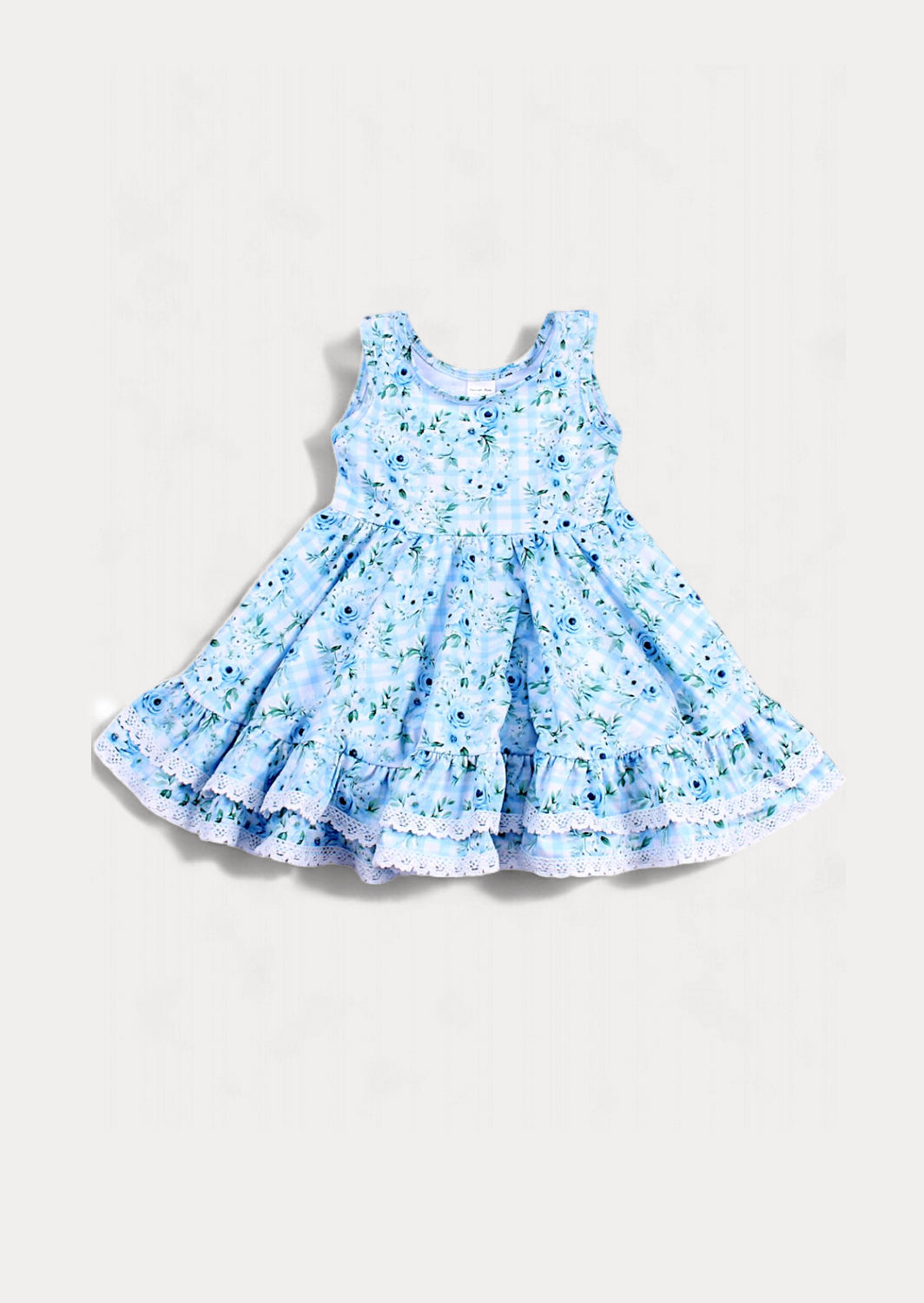 Tilda Dress in Blue Rose Print