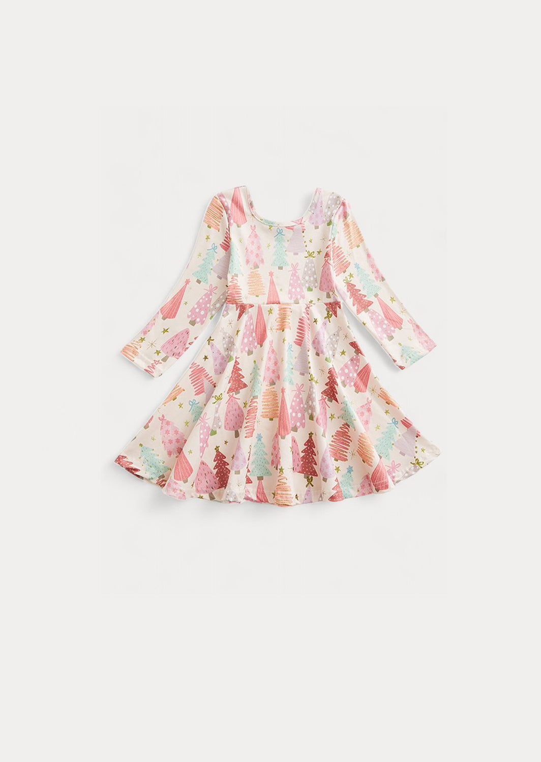 Christmas Dress Pink Christmas Trees Print