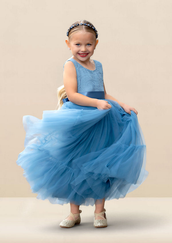 Azazie Dusty Blue Flower Girl Dress 