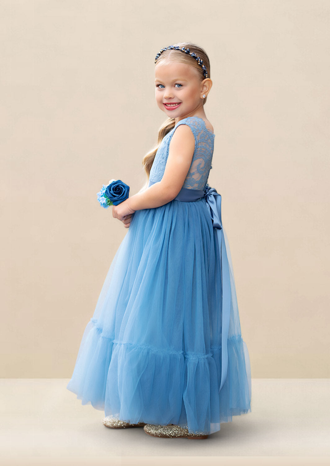 Dusty Blue Flower Girl Dresses