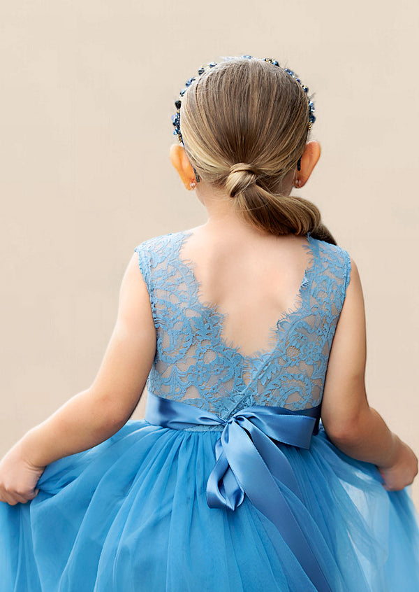 Azazie Flower Girl Dresses in blue