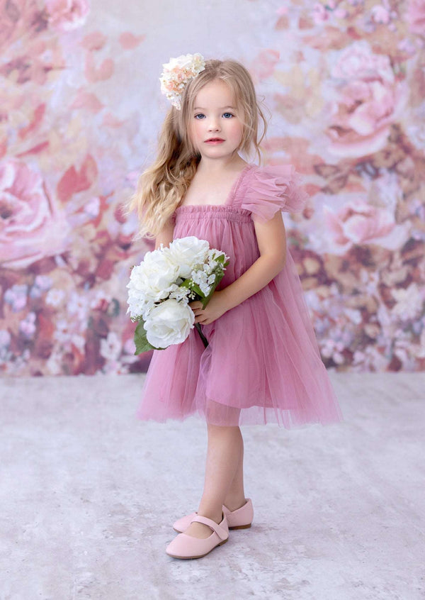 Buy Birthday Pink Dress, Flower Girl Dress Dusty Pink Dress Puffy Dress for  Toddler Baby Girl Birthday Long Floor Length Dress Online in India - Etsy