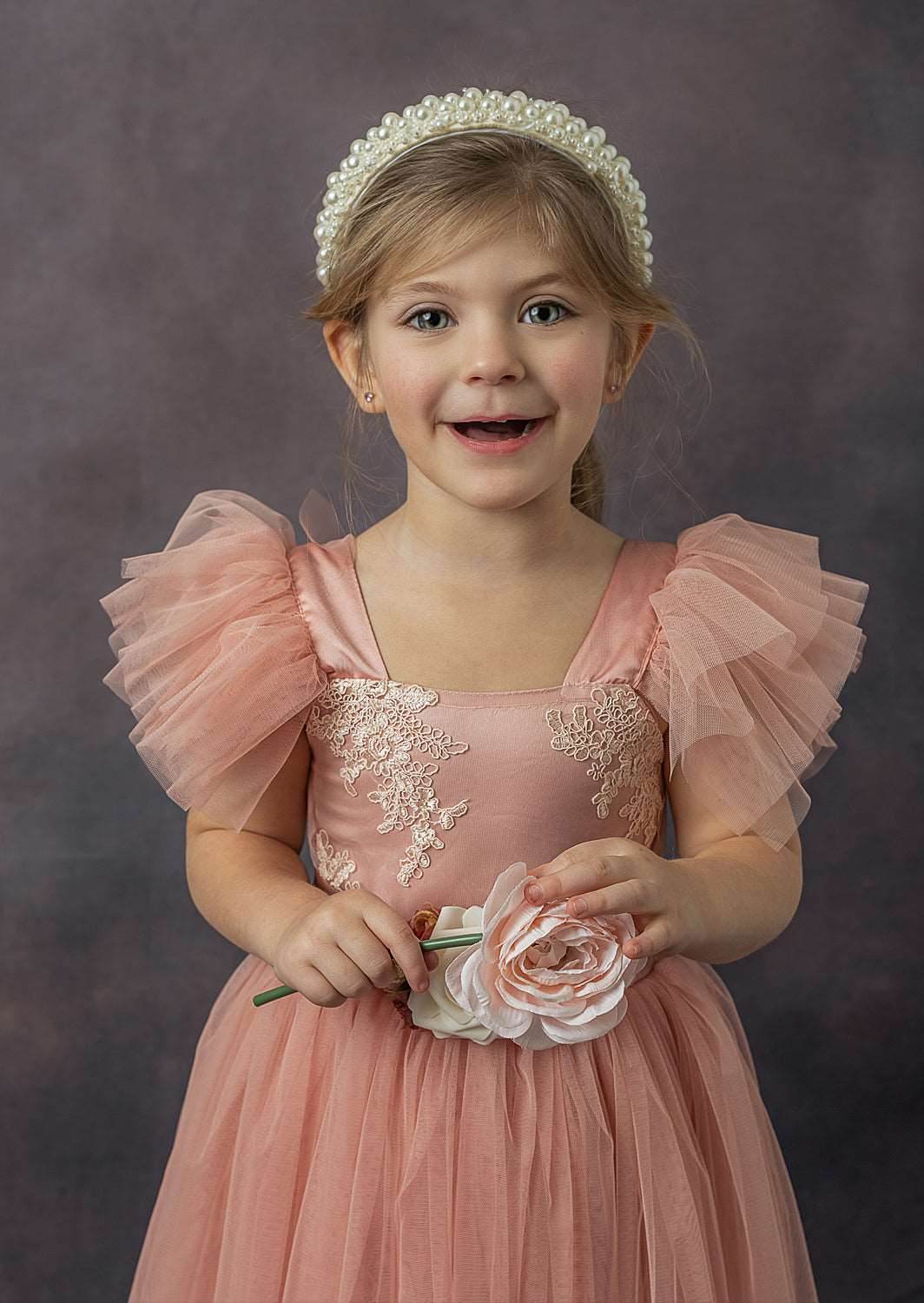 Knee Length Dusty Rose Flower Girl Dress