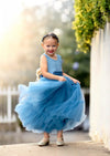 rustic vintage blue tulle flower girl dresses for toddlers for weddings