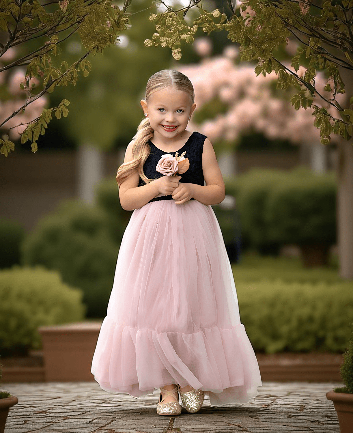 Rose Gold Sleeveless Flower Girl | Junior Bridesmaid Occasions Dress