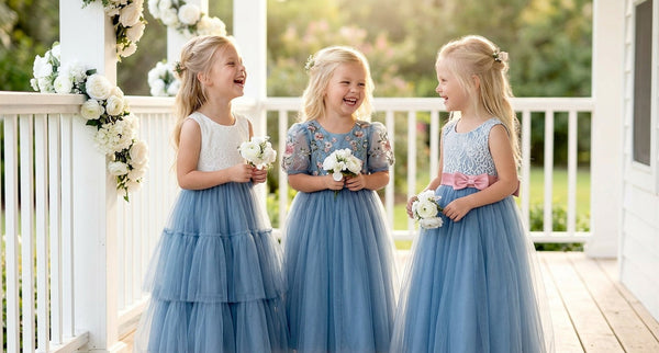 Dusty Blue Flower Girl Dresses for Summer Weddings