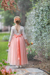 Dusty Pink Tulle Flower Girl Dress back view