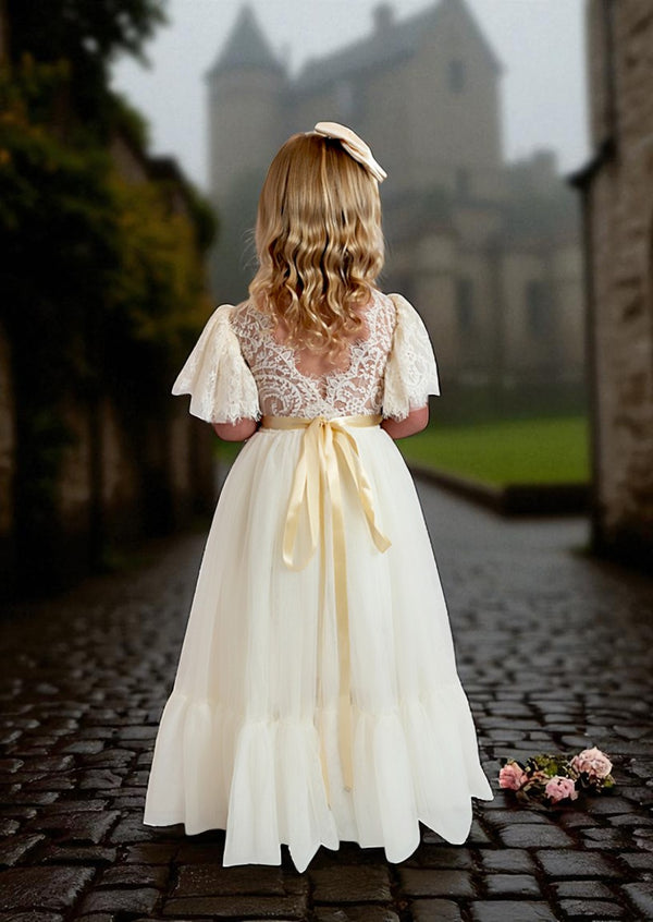 Boho Rustic Ivory Flower Girl Dresses