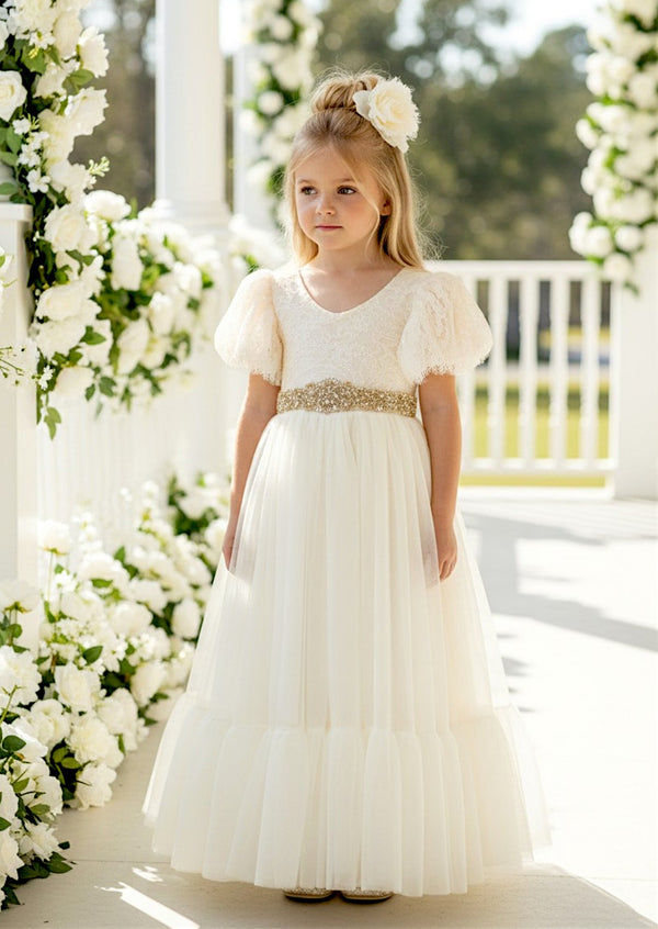 Ivory Ruffle flower girl dresses for toddlers