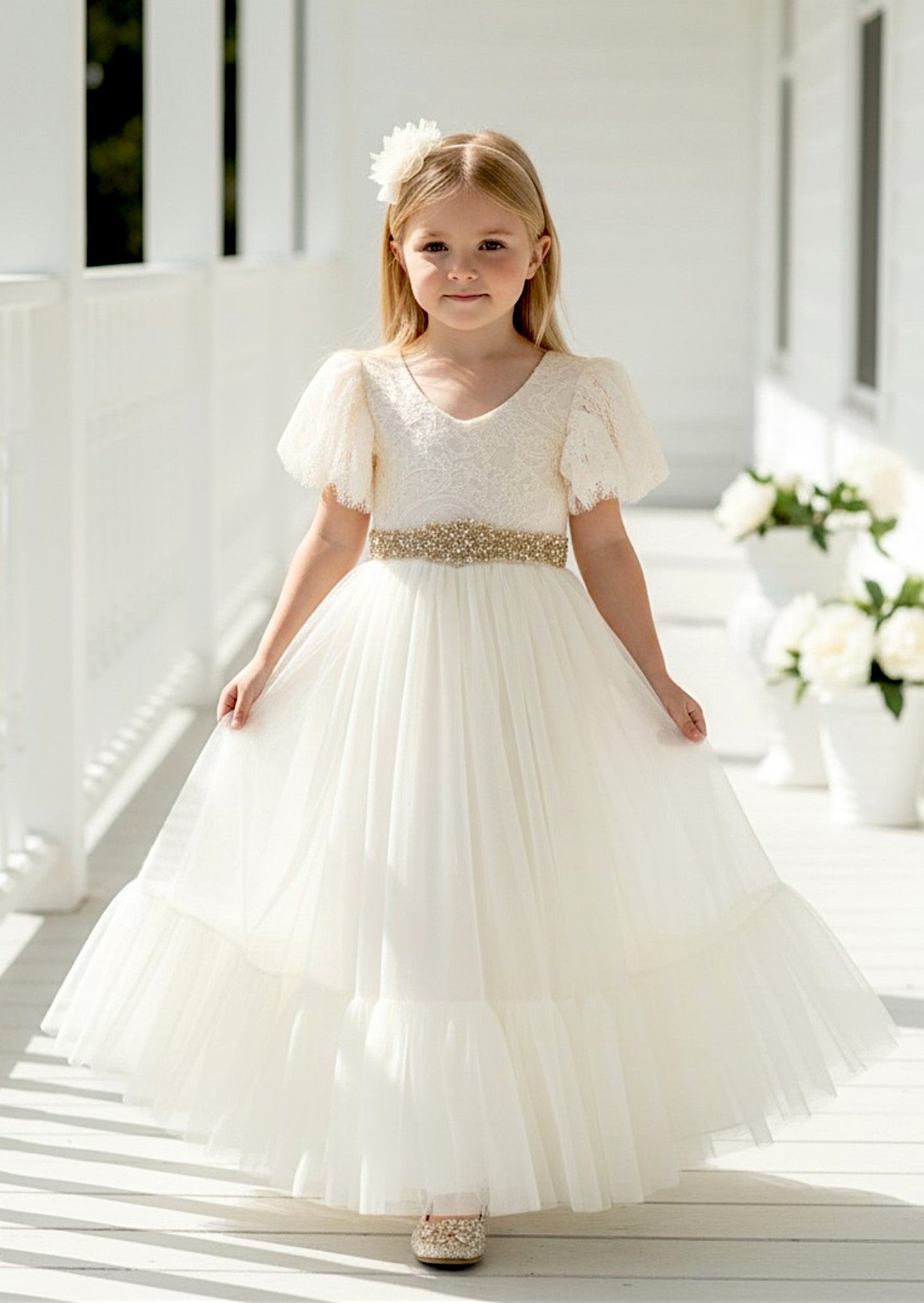 elegant ivory flower girl dresses