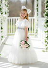Elegant white flower girl dress for formal weddings