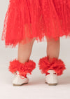 Elodie Red Pom Pom Ruffle Socks