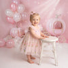 embroidered tulle tutu dress baby girl cake smash outfit in pale pink