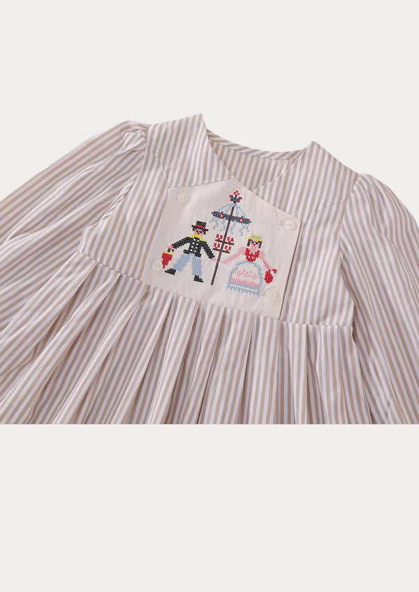 Fable Embroidered Striped Dress
