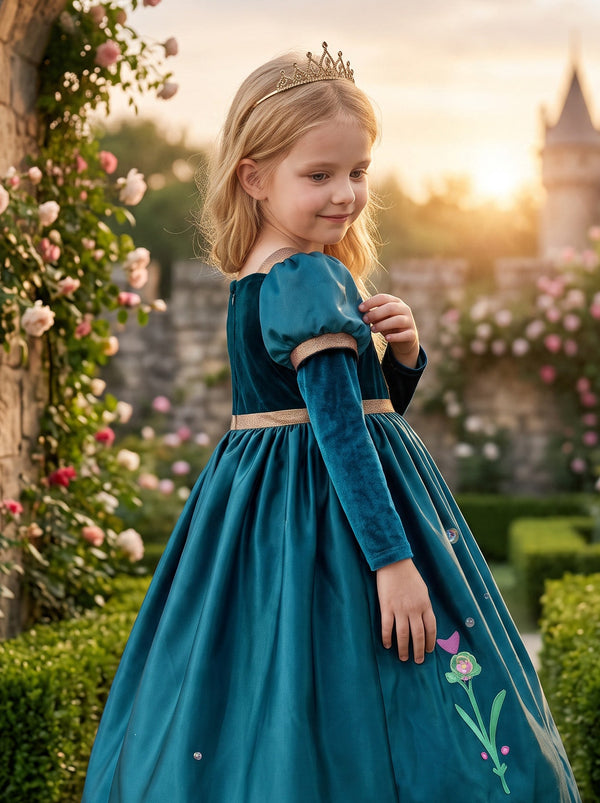Frozen Inspired Anna Coronation Blue Princess Dress for Girls | Enchanted Princess Dresses