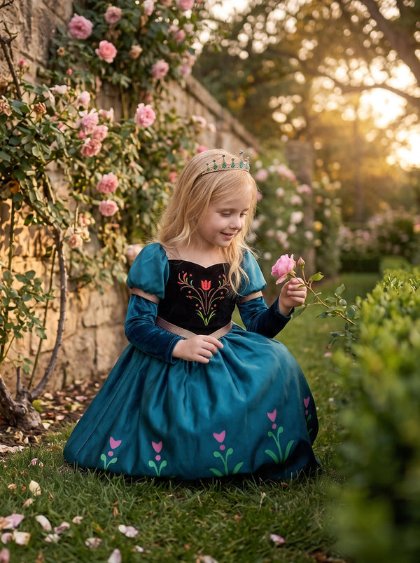 Frozen Inspired Anna Coronation Blue Princess Dress for Girls | Enchanted Princess Dresses