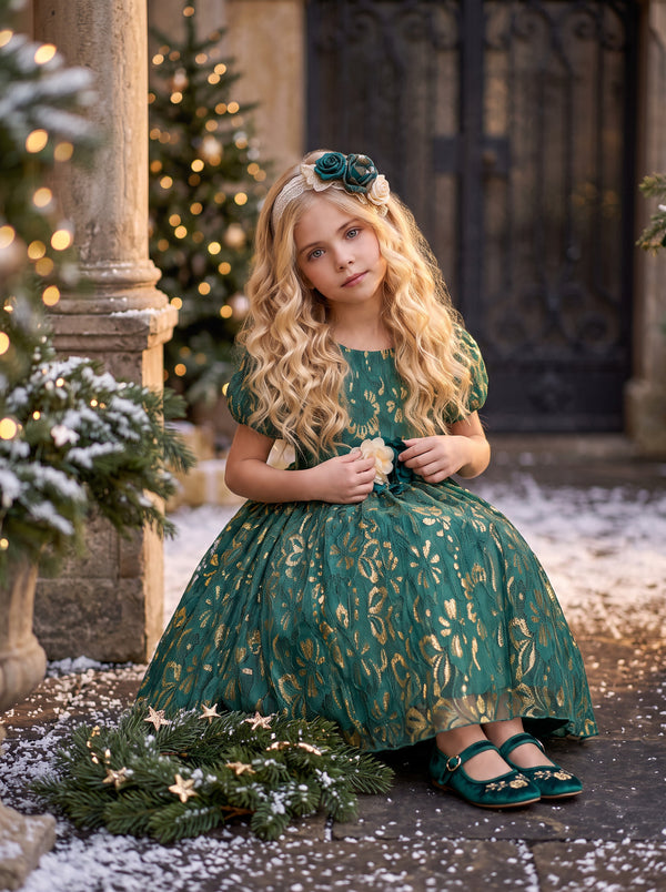 Girls Emerald Green Dress | Girl Christmas Dresses