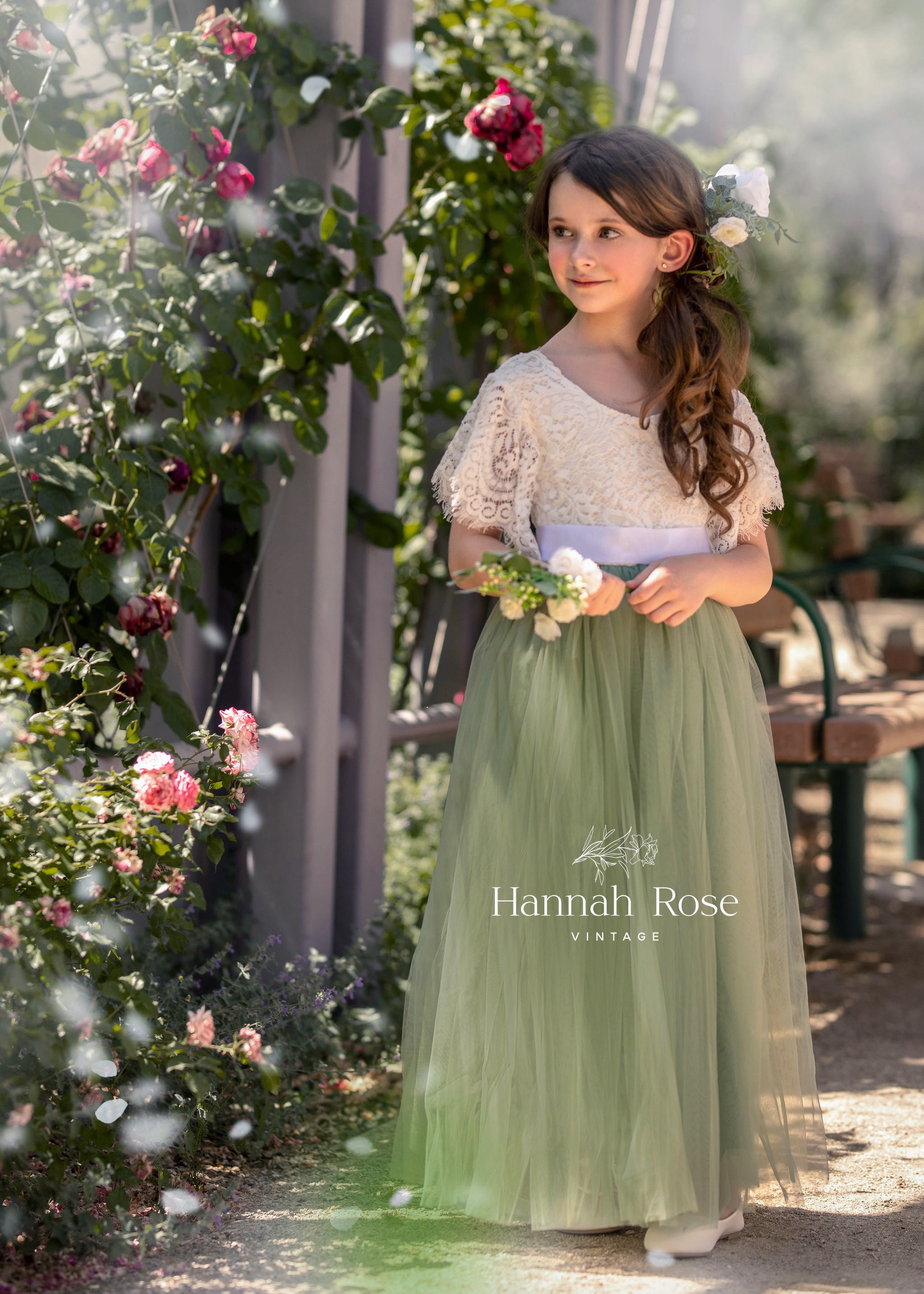 Sage flower girl dress